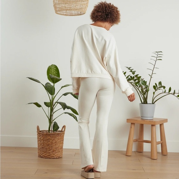 Known Supply • Dawn Pants in Pearl • Cream Ivory Flare Organic Cotton - Picture 4 of 8